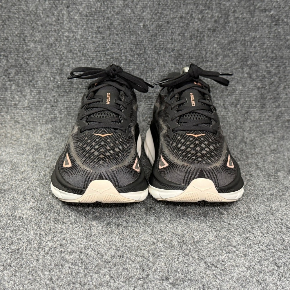 Hoka Clifton 9 Running Shoes Women's 8.5 Black Rose Gold Athletic Run Training - Picture 2 of 13